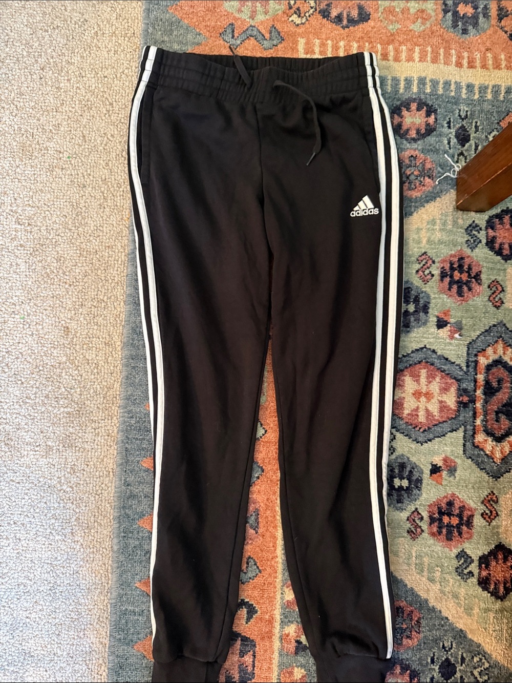 adidas Black Joggers with White Side Stripes